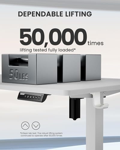 ErGear Height Adjustable Electric Standing Desk, 48 x 24 Inches Sit Stand up Desk, Memory Computer Home Office Desk with Two-Piece Desktop (Walnut)