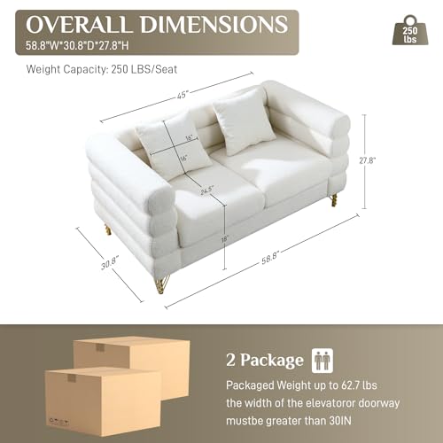 Cloud Couch for Living Room, 79" Modern Overstuffed Deep Seat Boucle Sherpa 3 Seater Sofa with 3 Pillows