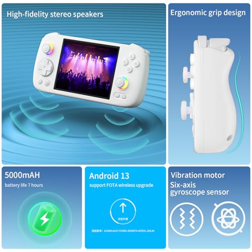 RG 406H Retro Handheld Game Console with 4-inch IPS Screen RGB Lighting Handheld Retro Gaming Console with Android 13 System and 128G TF Card 5000mAh