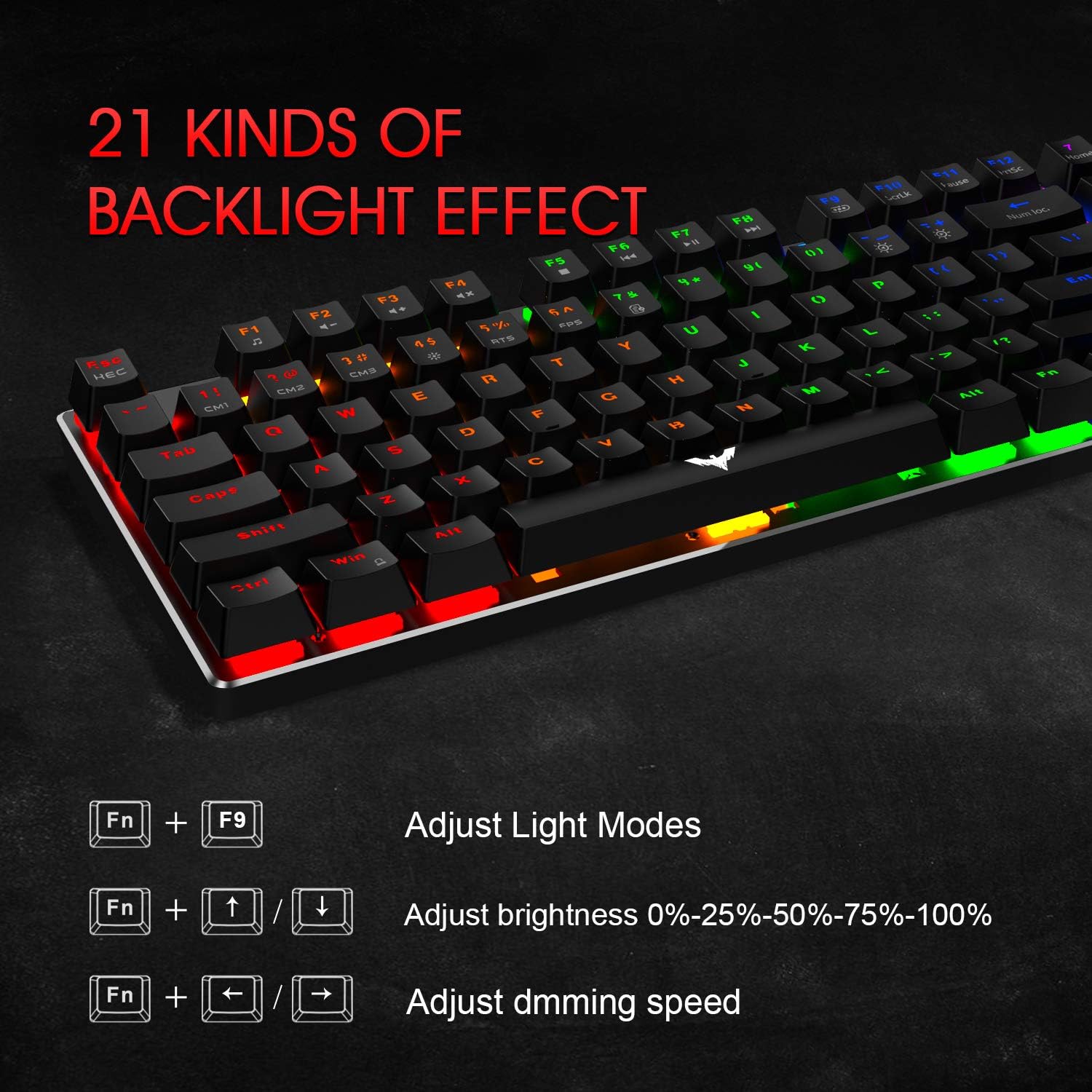 Havit Mechanical Keyboard and Mouse Combo Wired 89 Keys Backlit Gaming Keyboard Red Switch, 4800 D P I Mouse with 6 Button