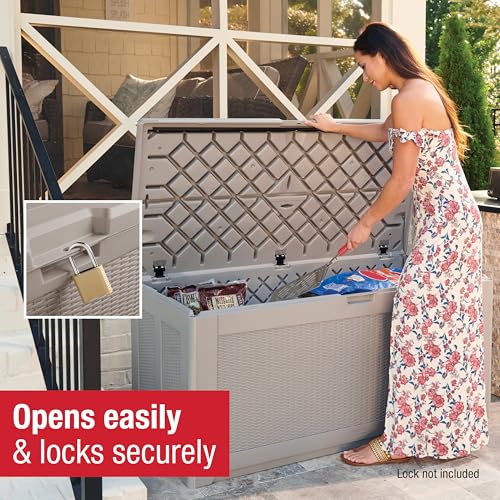Rubbermaid Extra Large Resin Outdoor Storage Deck Box (134 Gal), Weather Resistant, Gray
