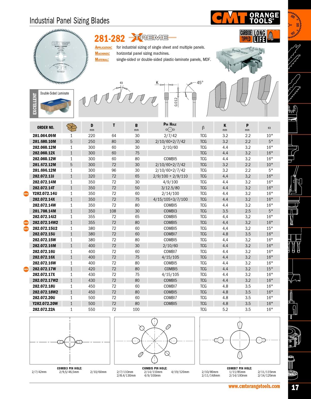 CMT 281.064.09M Industrial Panel Sizing Saw Blade, 220mm (8-43/64-Inch) x 64 Teeth TCG Grind with 30mm Bore