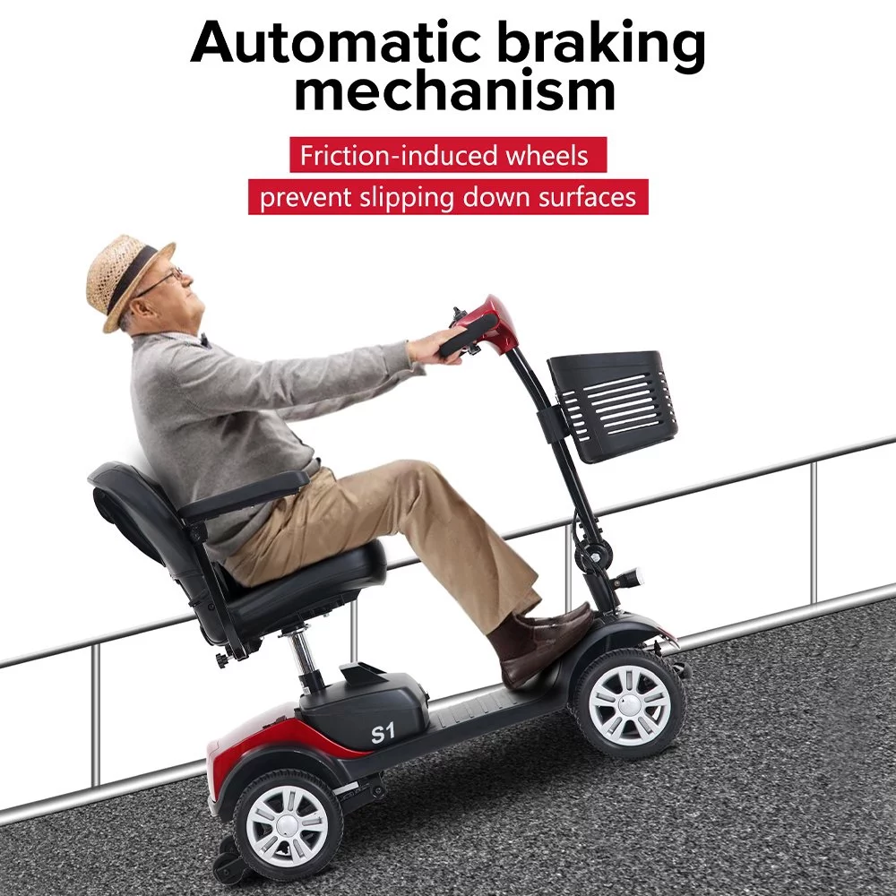 Outdoor Motorized Electric Carts for Senior, Heavy Duty Electric Scooters with 4 Wheel, Sliding Swivel Seat with Flip-Up Armrests for Adults