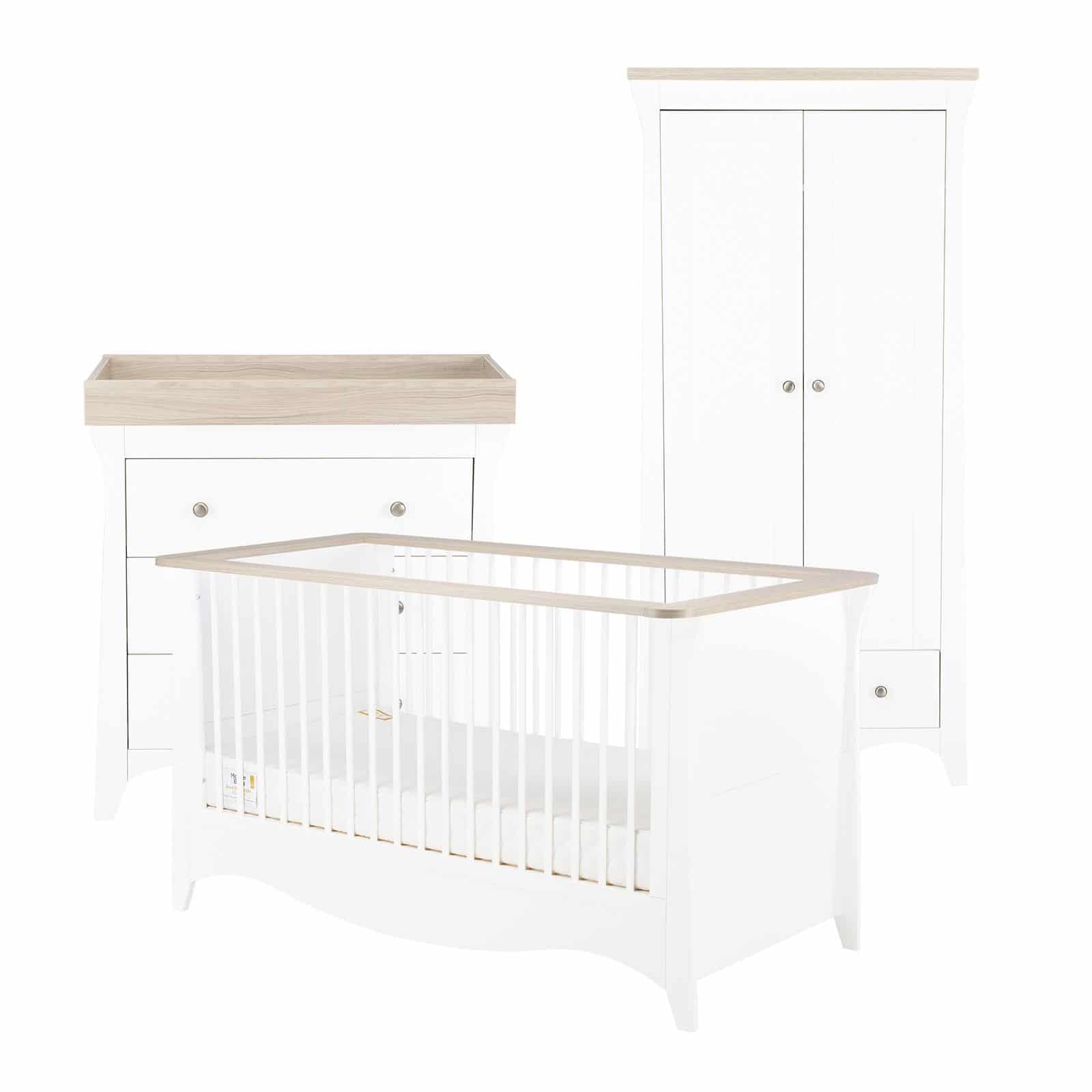 CuddleCo Clara 4 Piece Nursery Set – White/Ash