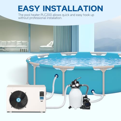 Swimming Pool Heat Pump, Pool Heater for In-Ground and Above Ground Pools, Max Output 37960BTU, Electric Heater Pump for Pools