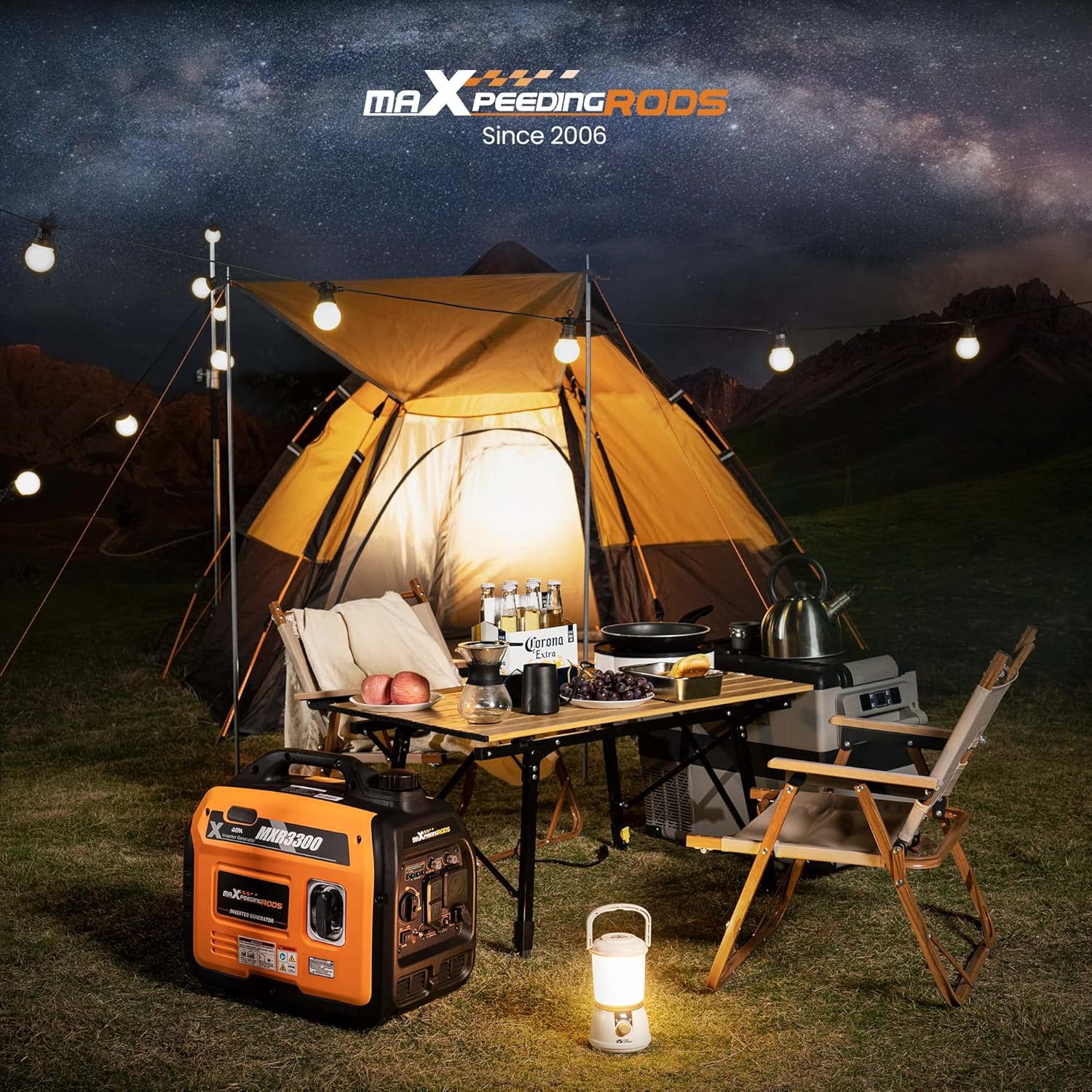 maXpeedingrods Portable Inverter Generator 3000W/3300W, Gas Powered Quiet Generator, EPA Compliant, for Home Camping Jobsites Woodwork, Co Alarm