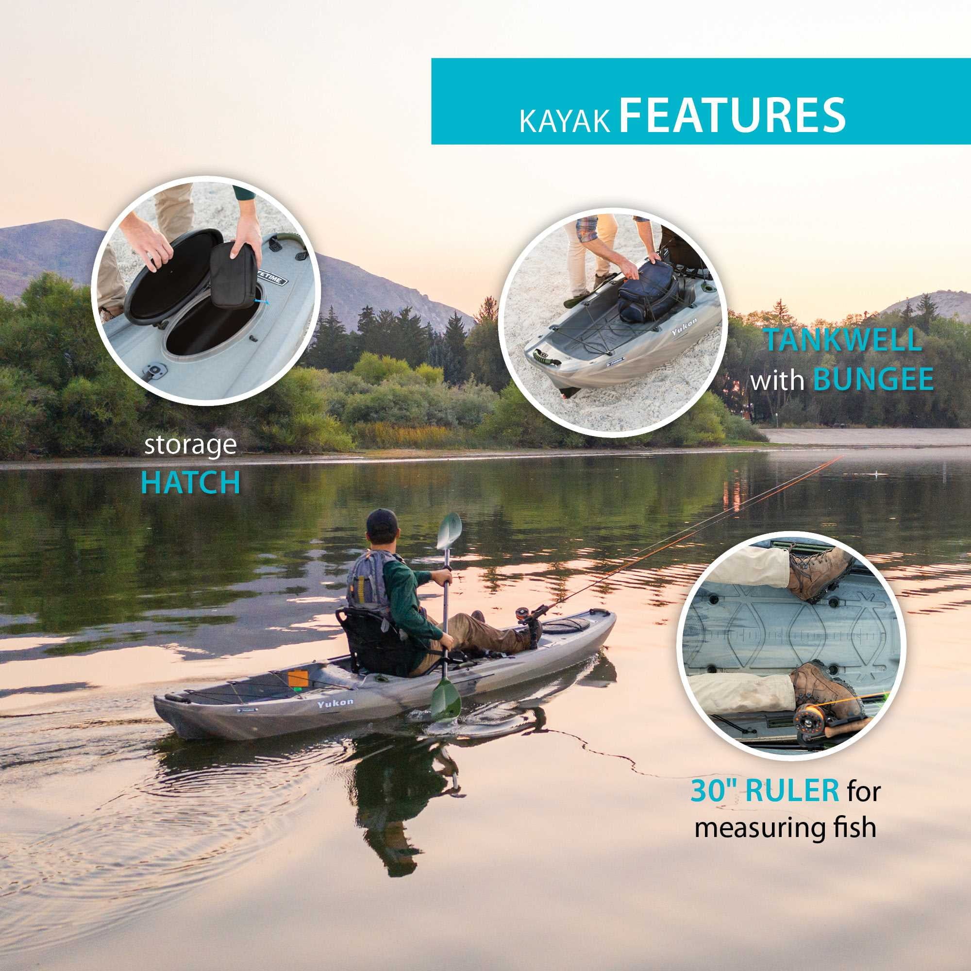 Lifetime Yukon Angler 116 inch Sit-on-Top Fishing Kayak, Lightning Fusion (90846)