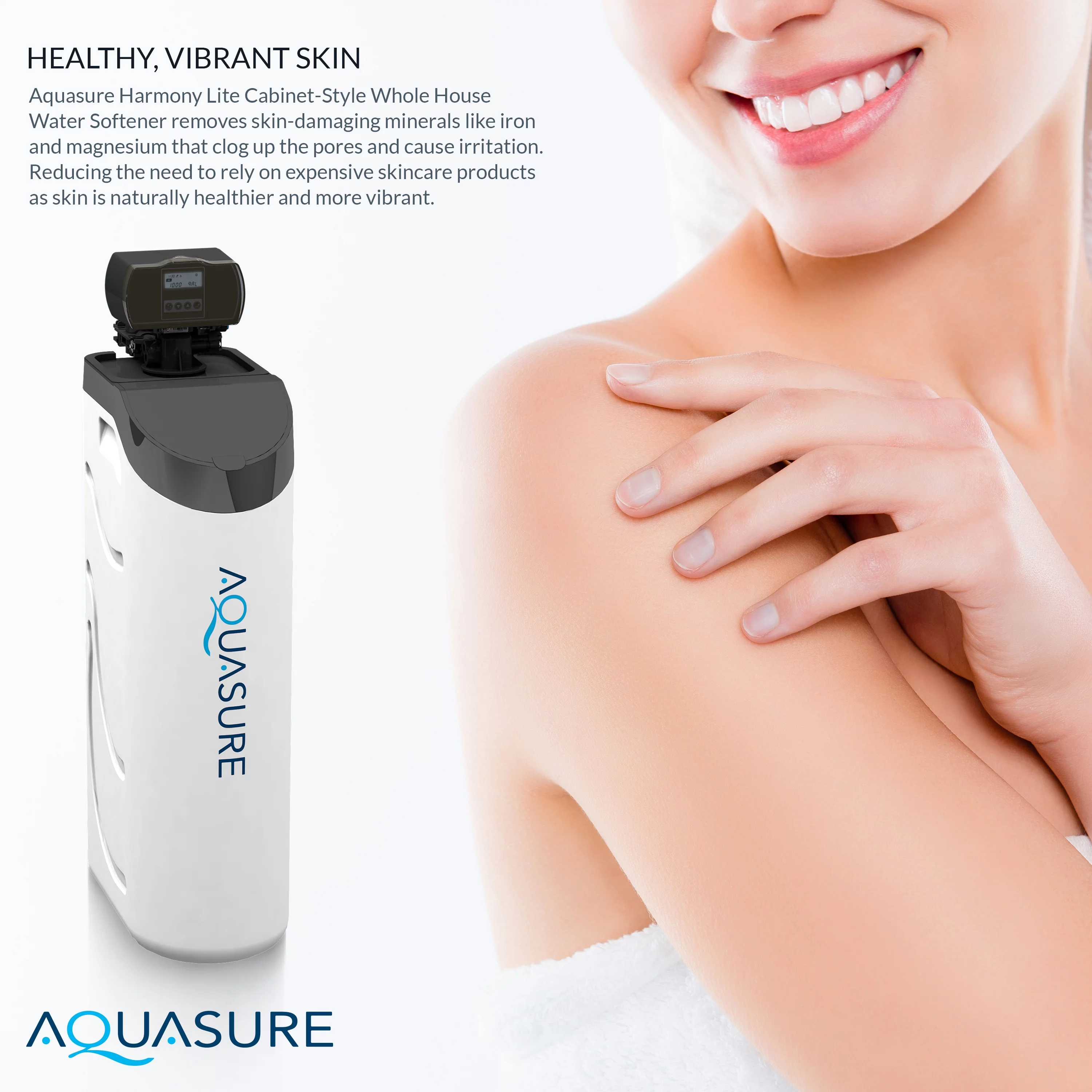 Aquasure Harmony Lite All-In-One Water Softener w/Fine Mesh Resin, Triple Purpose Pre-Filter, 34,000 Grain, Low Maintenance, Water Saving Tech