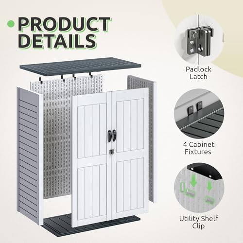 GOOBED Vertical Outdoor Storage Shed, 59 Cubic Feet Resin Tall Shed, Lockable Waterproof Tool Organizer for Garden, Garage, Patio, No Shelves (Brown)