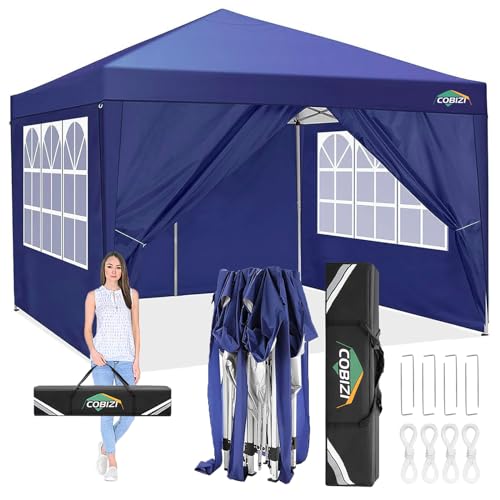 COBIZI 10x10 Pop up Canopy Tent Protable Canopy Tent with 4 Sidewalls Waterproof Commercial Instant Shelter for Parties, Wedding
