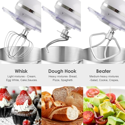 Aucma Stand Mixer,6.5-QT 660W 6-Speed Tilt-Head Food Mixer, Kitchen Electric Mixer with Dough Hook, Wire Whip & Beater (6.5QT, Black)
