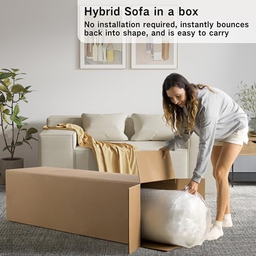 Modern Loveseat, Sofa Couch in a Box, No Assembly Needed, with 2 Pillows, Cat-Scratch Resistant Linen,Small Sofa for for Small Space, Living Room