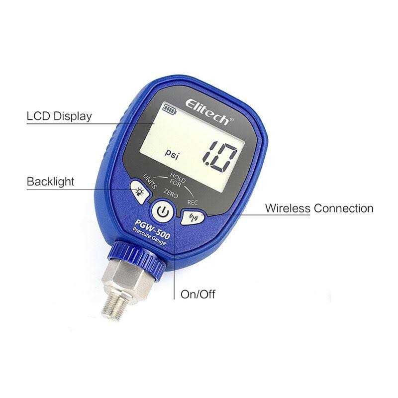 Elitech Pgw-500 Wireless Digital Pressure Gauge HVAC 87 Refrigerants - Shop Hardware Tools Online Store
