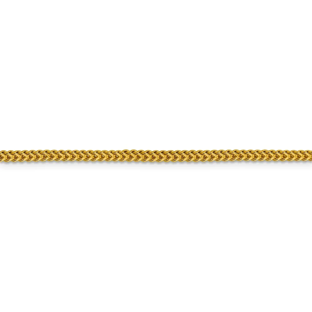 Real 14kt Yellow Gold 2.2mm Semi-Solid Franco Chain; 20 inch; Lobster Clasp; for Adults and Teens; for Women and Men