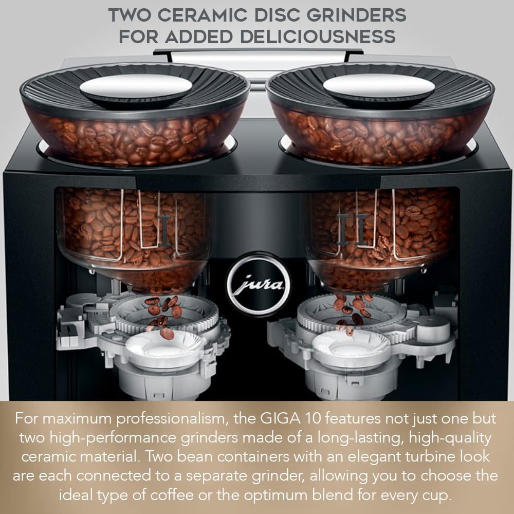 Jura GIGA 10 Automatic Espresso Machine (Diamond Black) Bundle with Water Stabilizer, Milk System Cleaner Mini-Tabs, Cleaning Tablets
