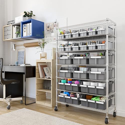 Seville Classics Heavy Duty NSF Bin Rack Solid Steel Wire Shelving Storage Unit, Patented Organizer for Garage, Warehouse, Office, Restaurant