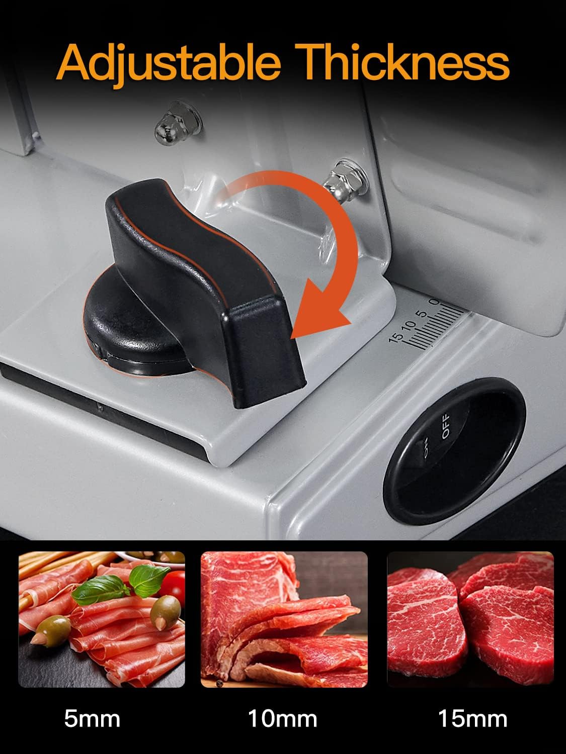 Meat Slicer, 200W Electric Food Slicer with 2 Removable 7.5" Stainless Steel Blades and Stainless Steel Tray, Child Lock Protection