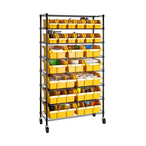 Seville Classics Heavy Duty NSF Bin Rack Solid Steel Wire Shelving Storage Unit, Patented Organizer for Garage, Warehouse, Office, Restaurant