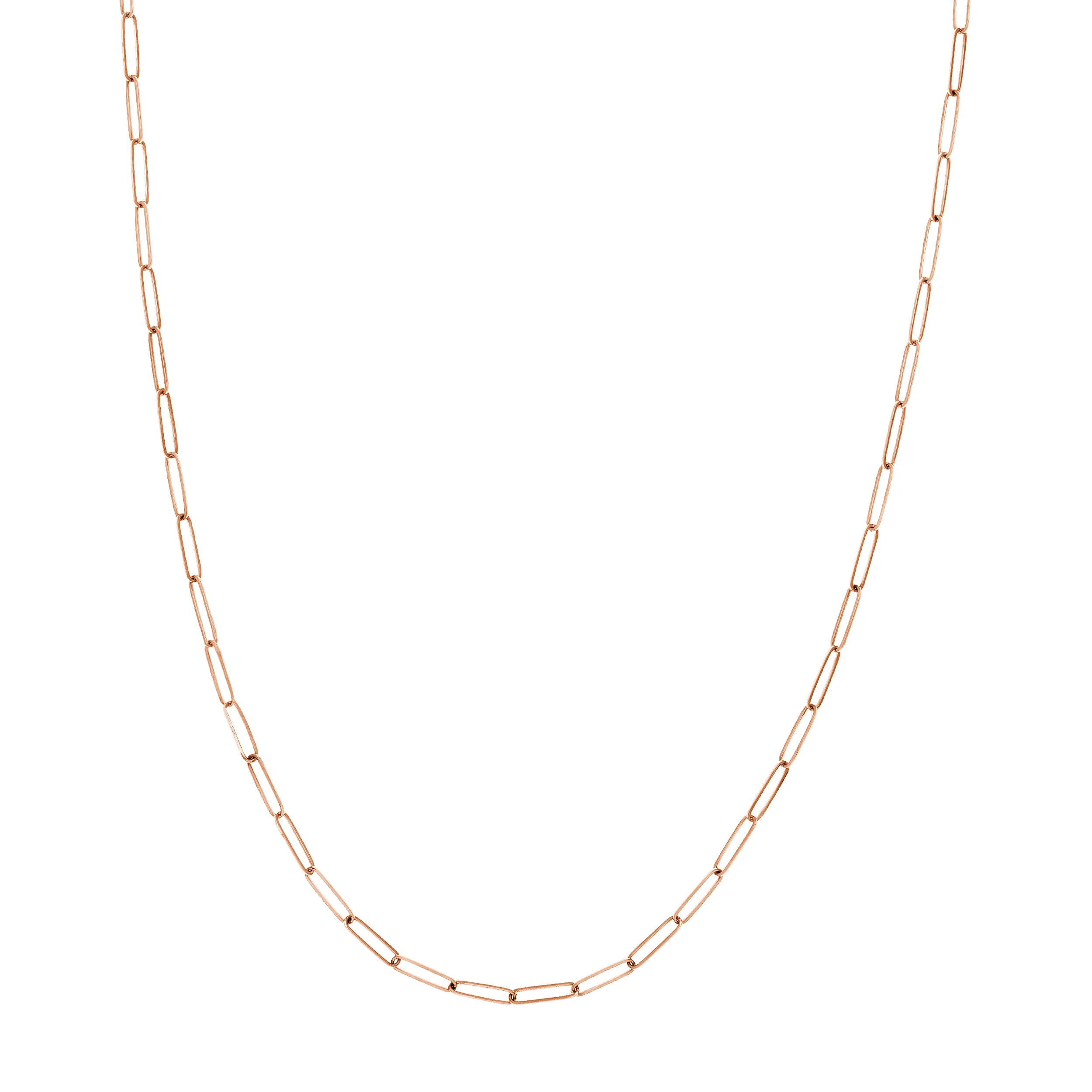 SZUL Women's 14K Solid Rose Gold Paperclip Necklace - 16 inch