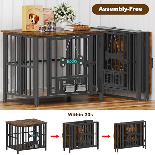 Easycom 41" Dog Crate Furniture Foldable, No Assembly Decorative Dog Kennel Indoor, Dog Crates for Large Dogs