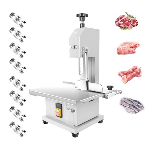 Bone Saw Meat Cutter 1200W Cutter Meat Saw 0.04''-7.8'' Cutting Thickness 20'' x 15'' Table Stainless Steel Meat Band Saws for Butchering 330-500