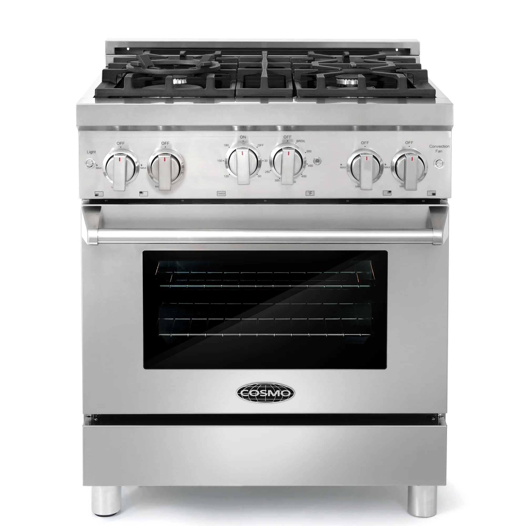 Cosmo 2 Piece Kitchen Appliance Package with 30" Freestanding Gas Range Kitchen Stove & 30" Wall Mount Range Hood Kitchen Hood Kitchen Appliance