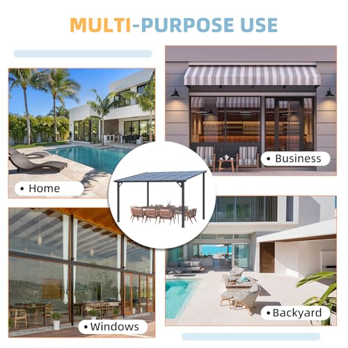 AECOJOY 10&rsquo; x 10&rsquo; Gazebo, Wall Mounted Gazebos Pergola on Clearance, Outdoor Patio Lean to Gazebo Awnings for Deck, Porch