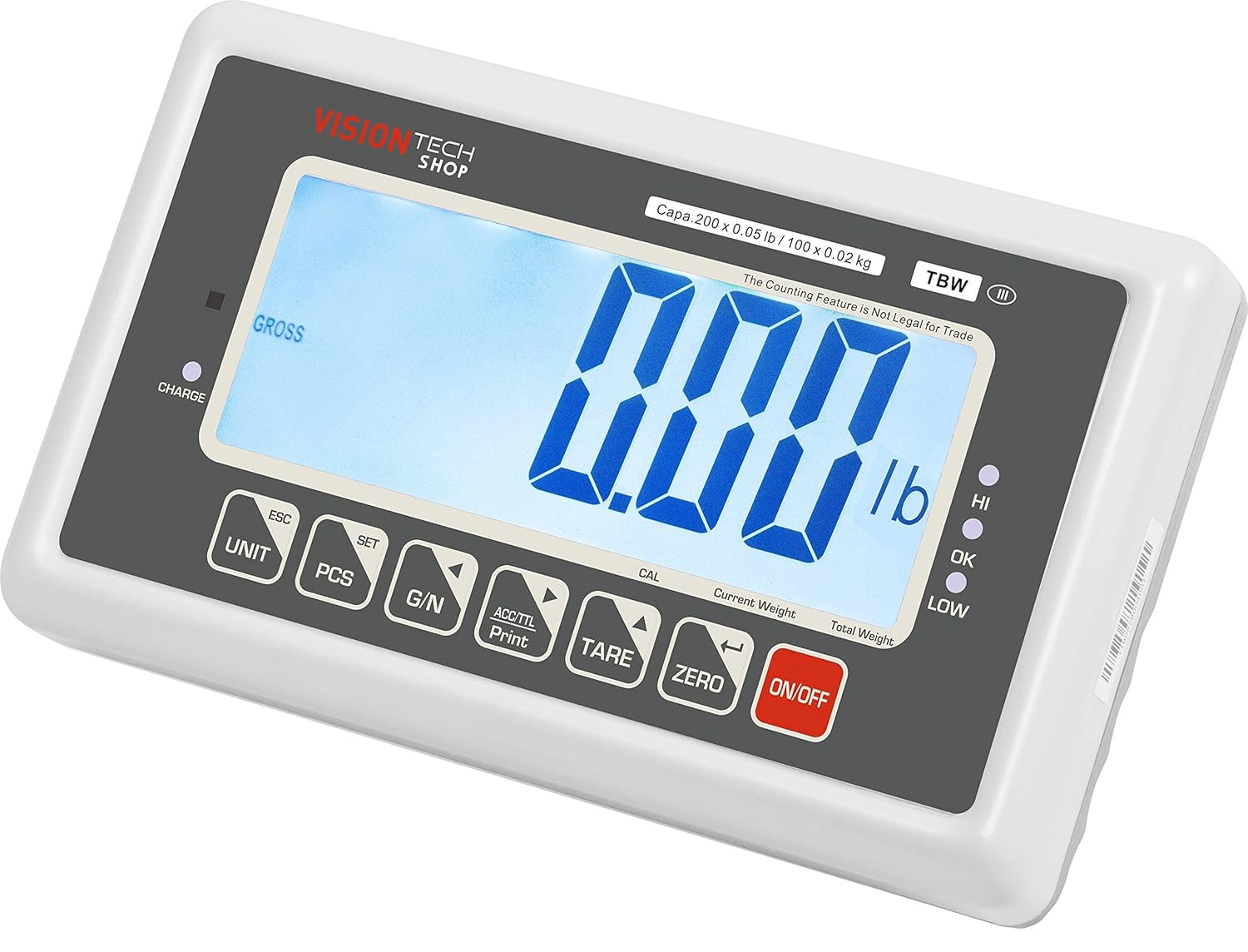 VisionTechShop TBW-500 Bench Scale for Warehouse Industrial Shipping Scale and, Lb/Kg Switchable, 500lb Capacity, 0.1lb Readability