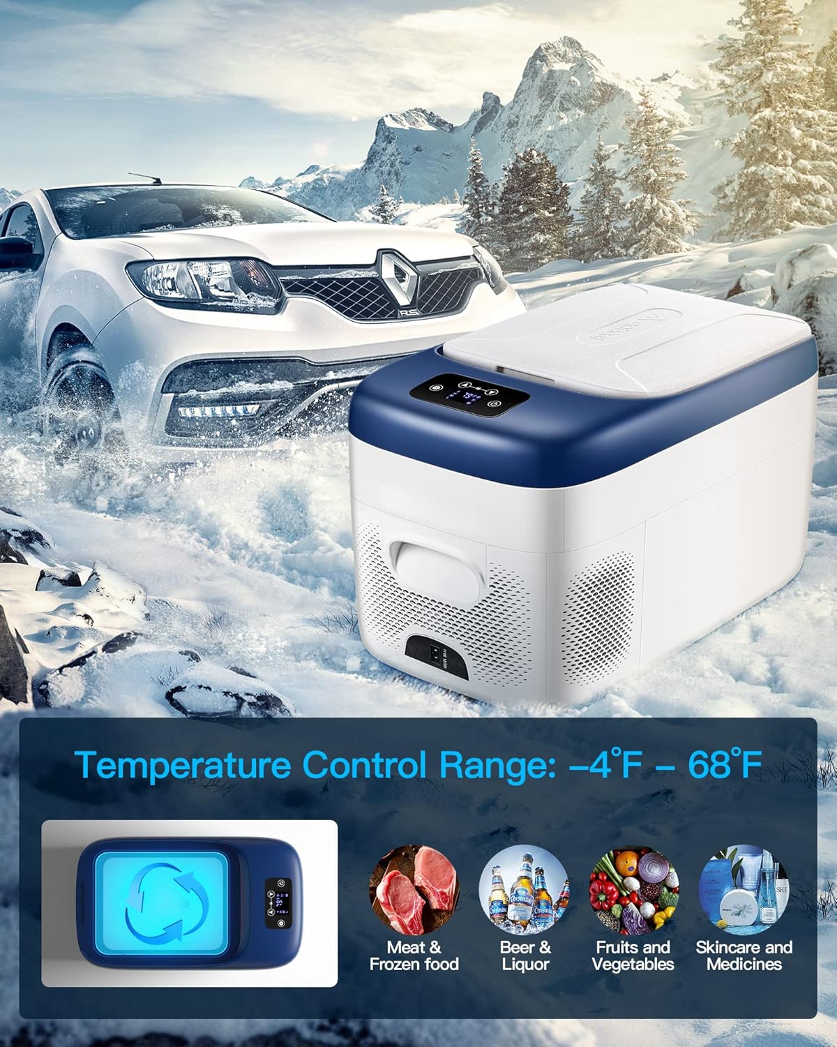 AAOBOSI 12 Volt Car Refrigerator Freezer 27 Quart (25L) RV Portable Refrigerator Freezer APP Control Car Fridge -4℉-68℉ Electric Compressor Cooler
