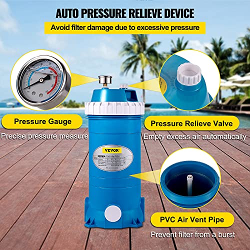 VEVOR Cartridge Pool Filter, 50-525Sq. Ft Filter Area Inground Pool Filter