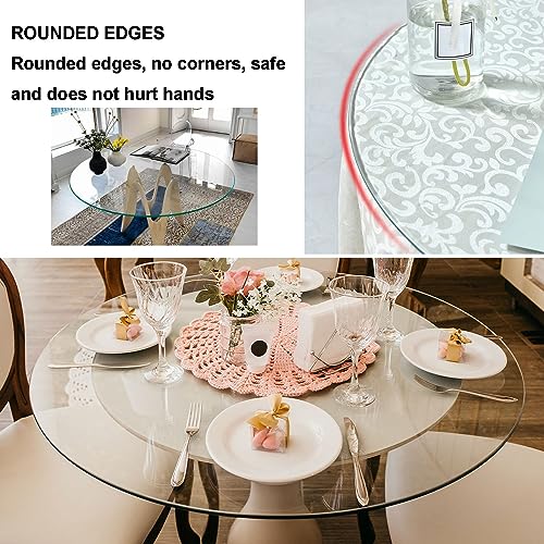 SAGIDAR Round Tempered Glass, Tempered Glass Round Table Top, Round Table Top, Kitchen Furniture, Glass Table Top for Dining Table