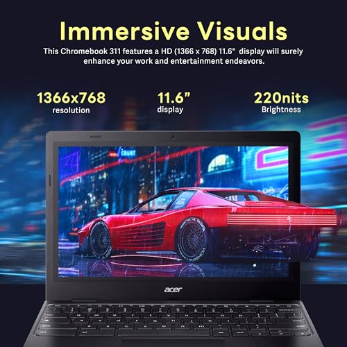 acer Chromebook 315 Laptop, 15.6" HD Display, Intel Celeron N4020(Up to 2.8GHz), 4GB RAM, 64GB eMMC, Intel UHD Graphics, 12.5H Long Battery, WiFi