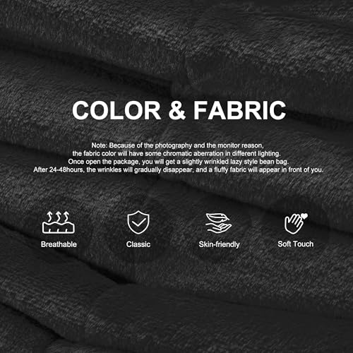 Bean Bag Chairs for Adults Giant Bean Bag Chair Memory Foam BeanBag Chair Big Bean Bag Sofa with Filler Faux Fur Fireside Beanbags Lazy Sofa for