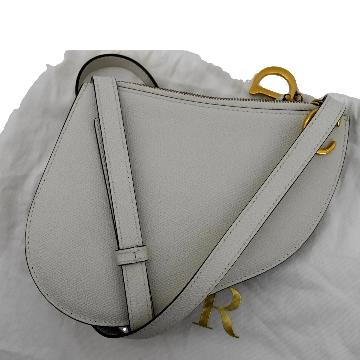 Pre-owned CHRISTIAN DIOR Women Dior Saddle Trio Leather Crossbody Pouch Bag White