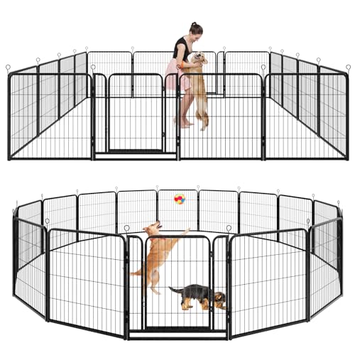 Dog Playpen Outdoor Extra Wide 12 Panels Heavy Duty Anti-Rust Coating-Strengthened Dog Fence 40" Height with Doors Portable for RV Camping Yard