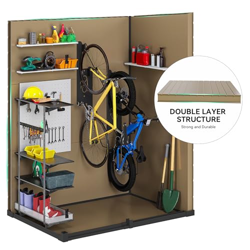 DWVO 5x3ft Resin Outdoor Storage Shed with Floor, Waterproof Lockable Storage Shed with Window, Plastic Outside Tool Storage for Garden, Backyard