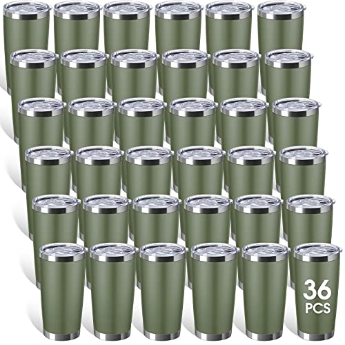 Sieral 36 Packs Stainless Steel Tumbler Bulk with Lid Vacuum Double Wall Insulated Travel Coffee Mug Powder Coated Tumbler Cup for Graduation Wedding