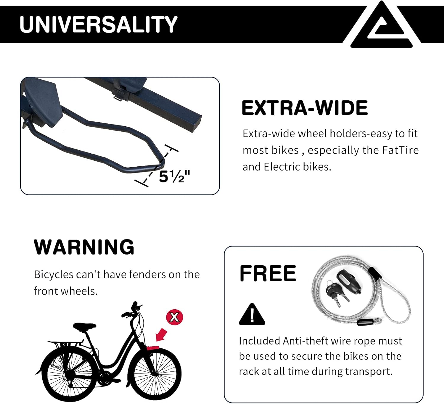 Leader Accessories Tire Clamping 2-Bike Platform Style Hitch Mount Bike Rack, Locking Tray Style Bicycle Carrier Racks Foldable Rack for Cars, Trucks