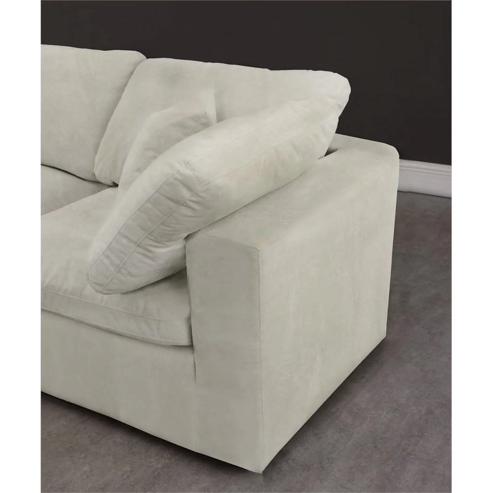 Maklaine Contemporary Cream Velvet Down Filled Modular Sectional Sofa