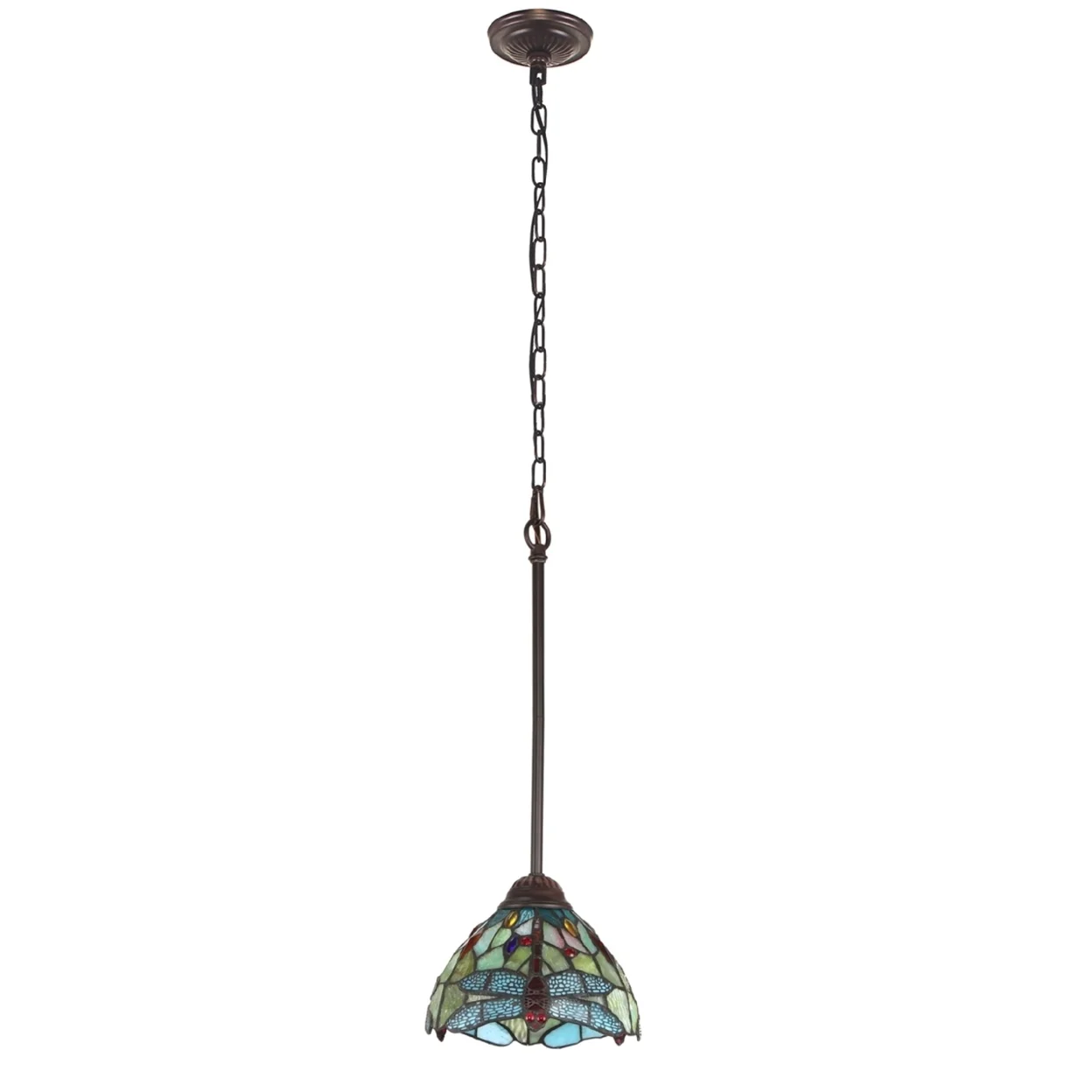 CHLOE Lighting EMPRESS Tiffany-style Dark Bronze 1 Light Mini Pendant 8" Wide