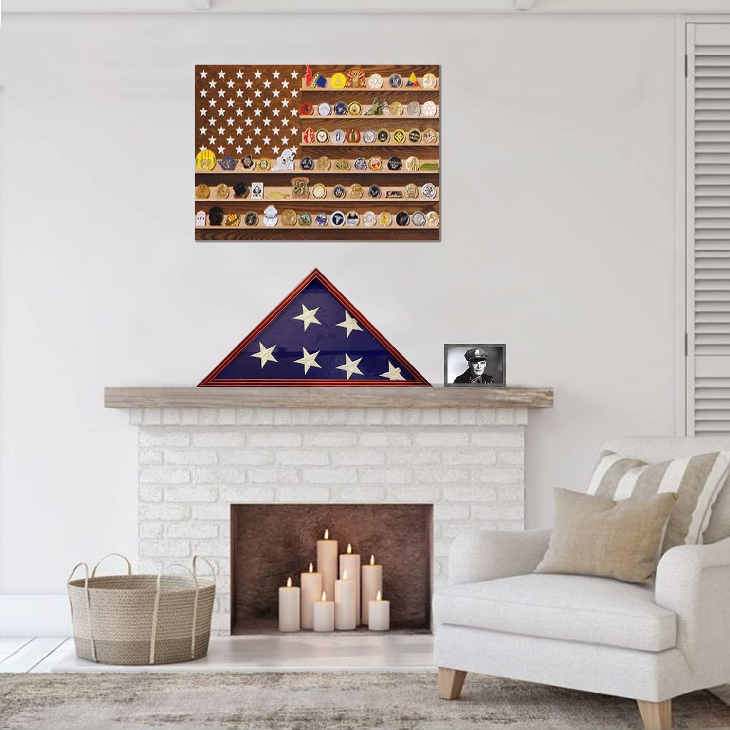 Anley Solid Wood Magnetic Closure Memorial Flag Display Case - Real Glass Front - Wall Mounted Burial Flag Frame