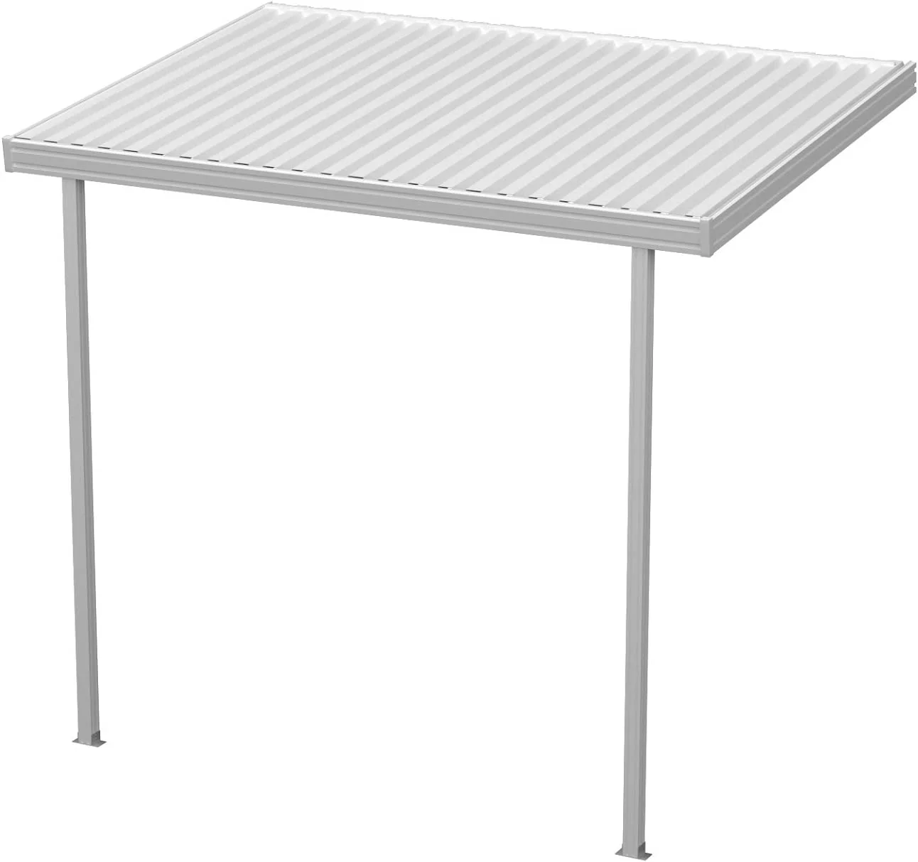 Four Seasons OLS TWV Series 12 ft wide x 8 ft deep Aluminum Patio Cover with 10lb Snowload & 2 Posts in White