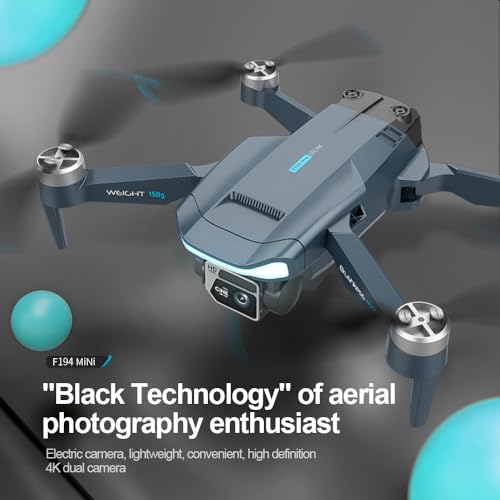 F194 GPS Mini Drones with Camera for Adults 4K FPV Drone Kit Racing Drone Follow Me, Long Range, Hover