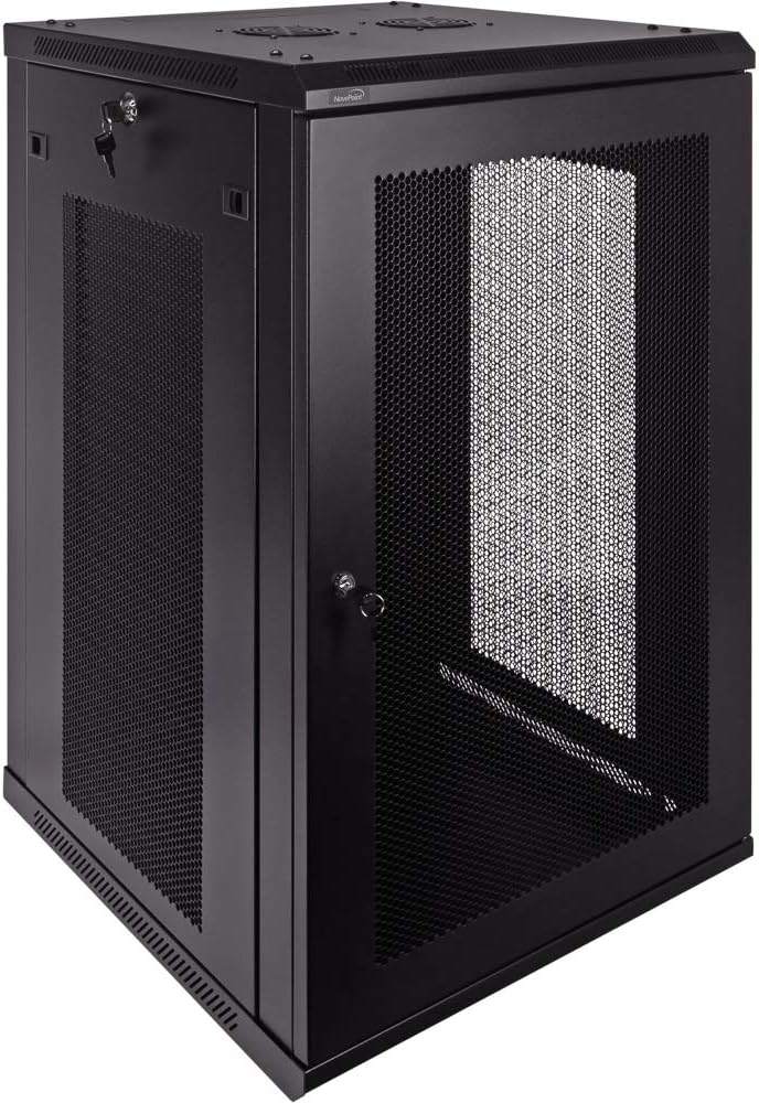 NavePoint 18U Deluxe IT Wallmount Cabinet Enclosure 19-Inch Server Network Rack with Locking Perforated Door 24-Inches Deep Black