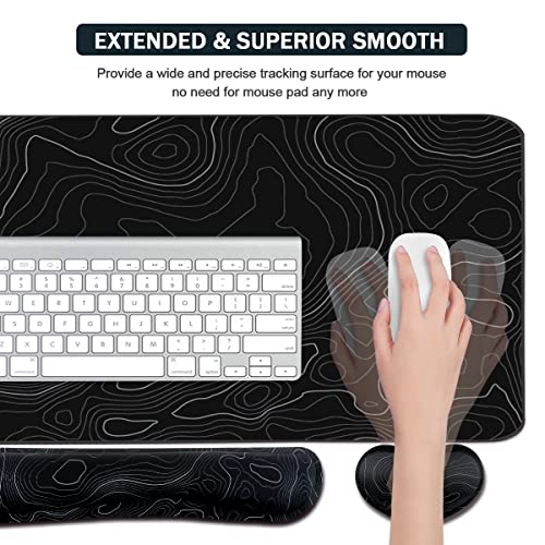 Ergonomic Large Mouse Pad and Keyboard Wrist Rest, Desk Pad for Keyboard and Mouse