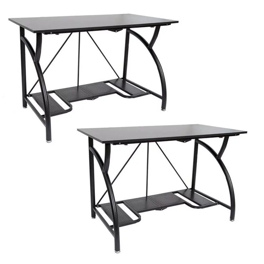 Origami Multi Purpose Folding Office Furniture Table Desk, Black (2 Pack)