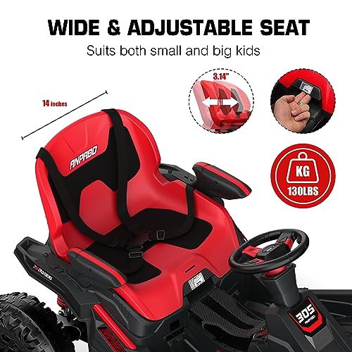 ANPABO 24V 4x4 Ride On Toy for Big Kids, 4x200W Motors, 5MPH, Kids Car w/Parent Remote, Wide Adjustable Seat, Headlights, Metal Frame