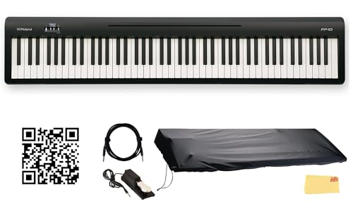Roland FP-30X 88-Key Digital Piano - Black Bundle with Adjustable Stand, Bench, Sustain Pedal, Online Piano Lessons, Instructional DVD