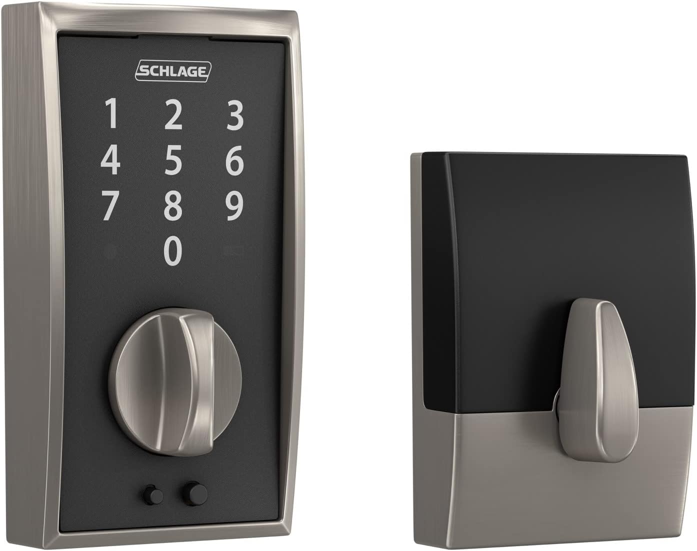 Schlage BE375 CAM 619 Touch Camelot Deadbolt, Electronic Keyless Entry Lock, Satin Nickel