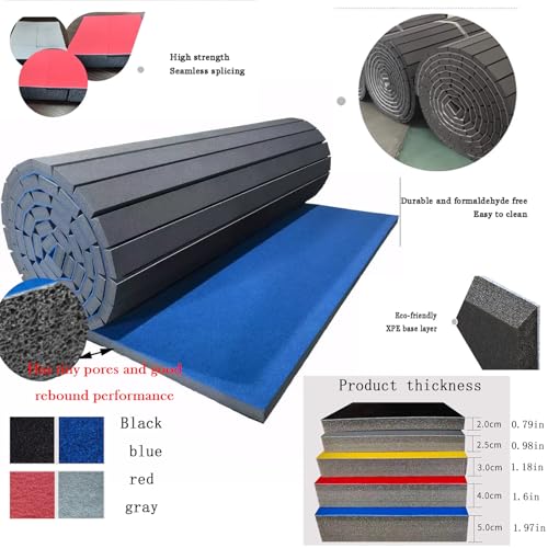 Premium Indoor Gymnastics Track Exercise Mat with Grippy Gym Carpet Top - Sturdy Foam Wrestling Mat for MMA, Cheerleading, and Fitness